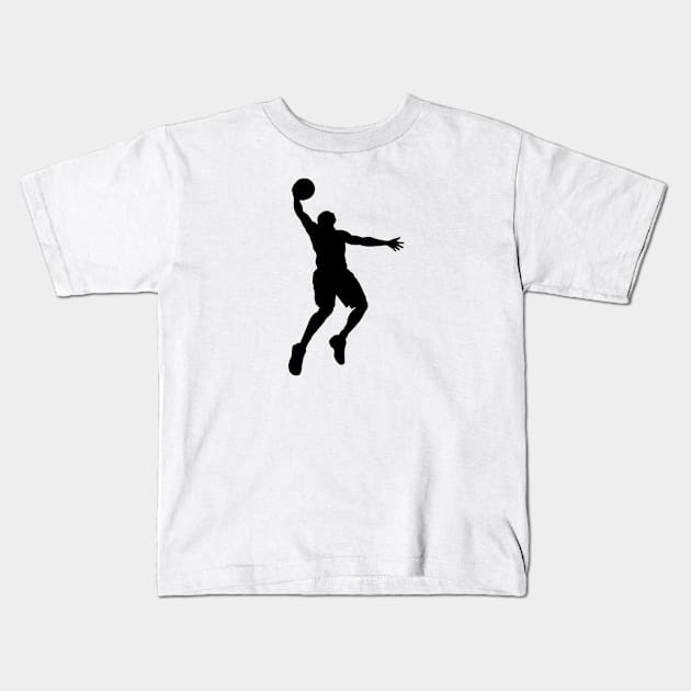 Shooting basketball jump slam silhouette Kids T-Shirt by creative.z
